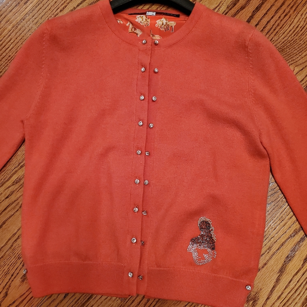 💥💫HOST PICK!💥💫DEAL!Cardigan Cozy Roberta Scarpa orange sexy cardi.size 10